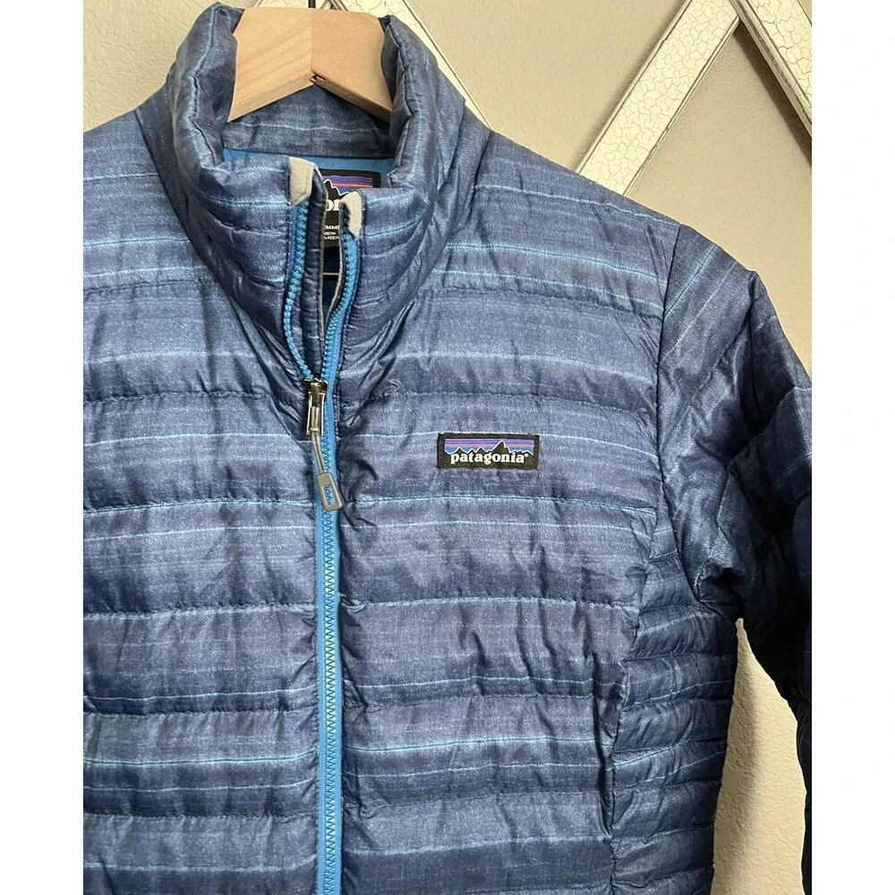 Patagonia Women's S Down Sweater Puffer Jacket 84683 - Blue Stripe - Picture 4 of 9